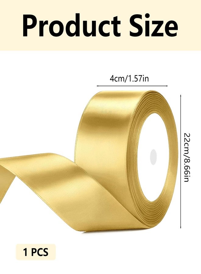 VayuSrot Ribbon Roll, Roll 4cm Wide Golden Satin Ribbon for Gift Wrapping, Party Decorations, Wedding Crafts, DIY Projects, 22 Meters Long - Image 2